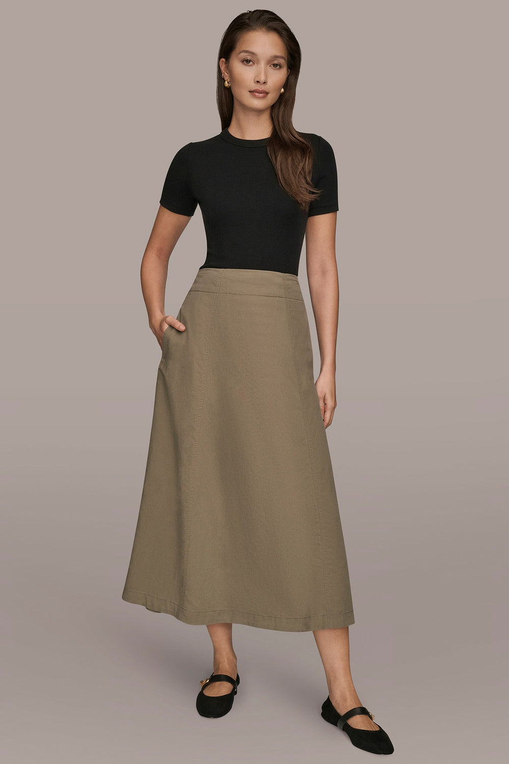 Donna Karan | BRUSHED MIDI PANEL TRUMPET SKIRT