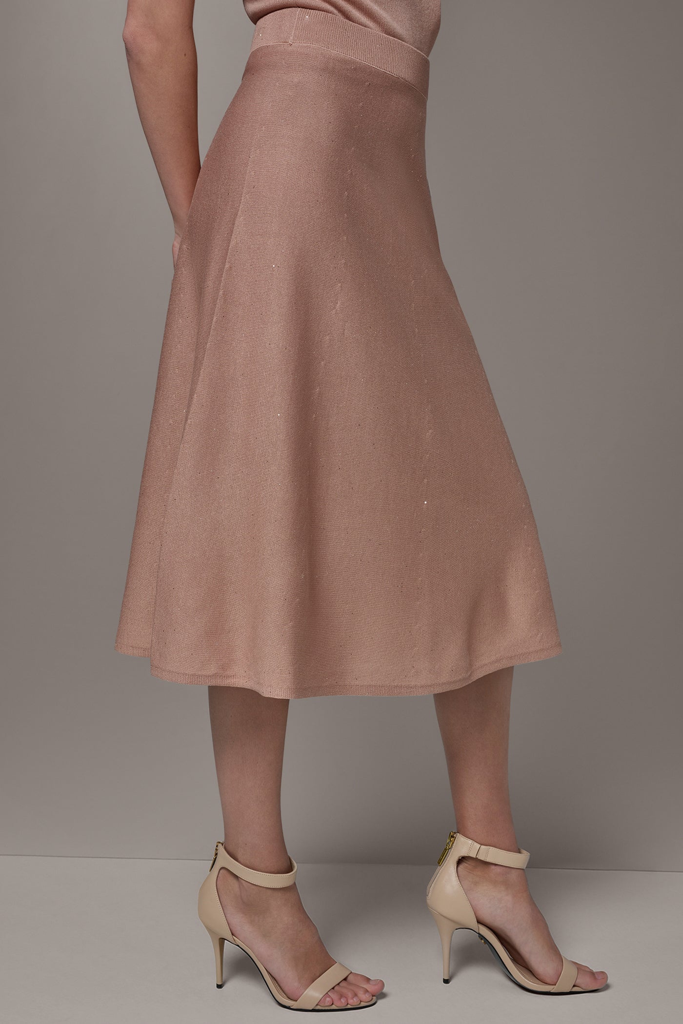 Donna Karan | SEQUIN MIDI A-LINE SWEATER SKIRT