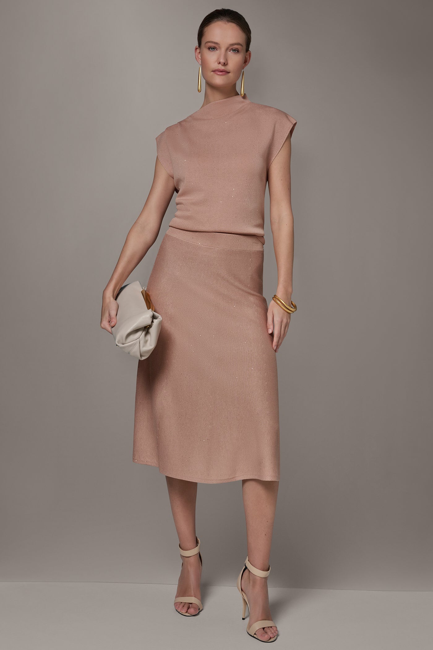 Donna Karan | SEQUIN MIDI A-LINE SWEATER SKIRT