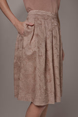 Donna Karan | FLORAL EMBROIDERED PLEATED A-LINE SKIRT