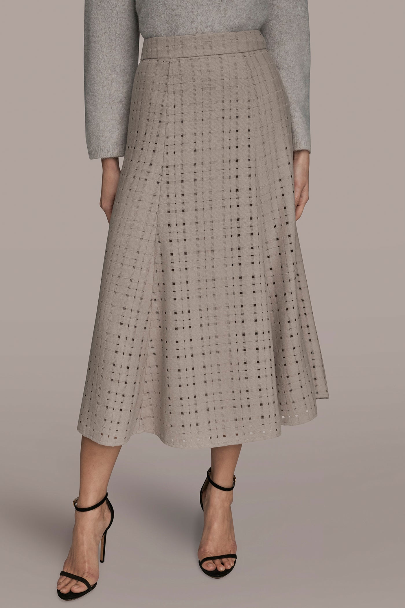 Donna Karan | PERFORATED SWEATER MIDI A-LINE SKIRT
