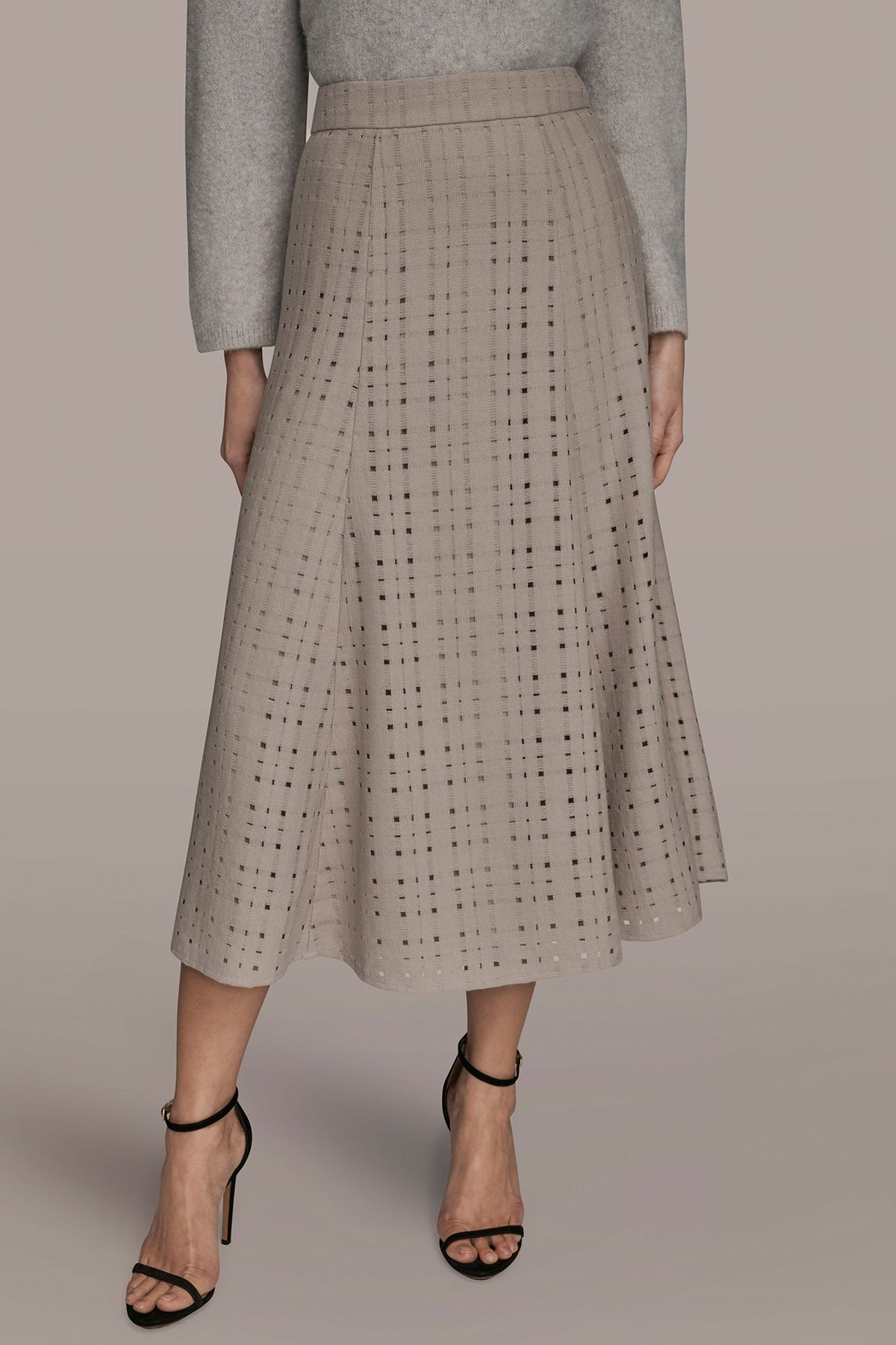 Donna Karan | PERFORATED SWEATER MIDI A-LINE SKIRT
