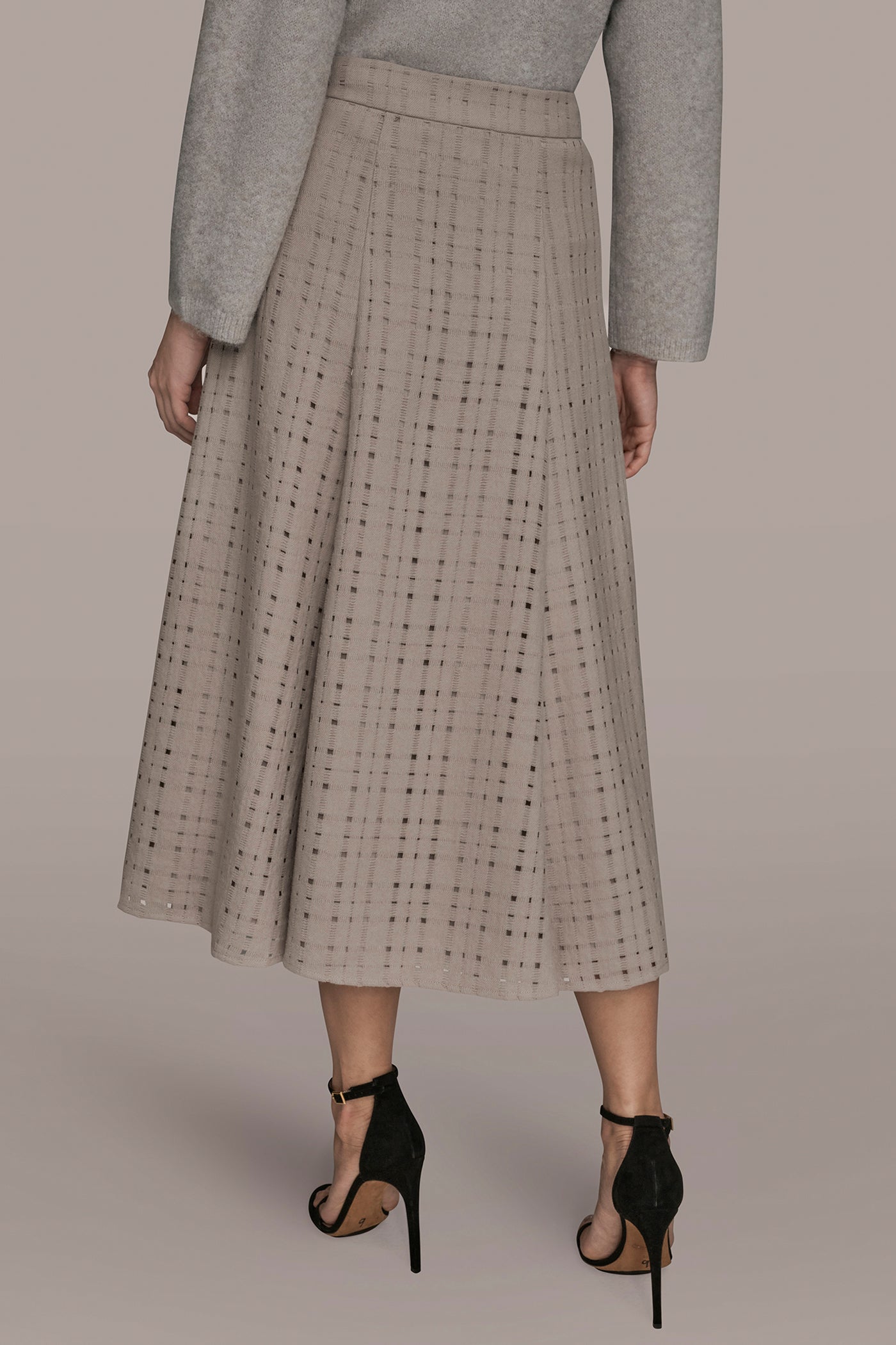 Donna Karan | PERFORATED SWEATER MIDI A-LINE SKIRT