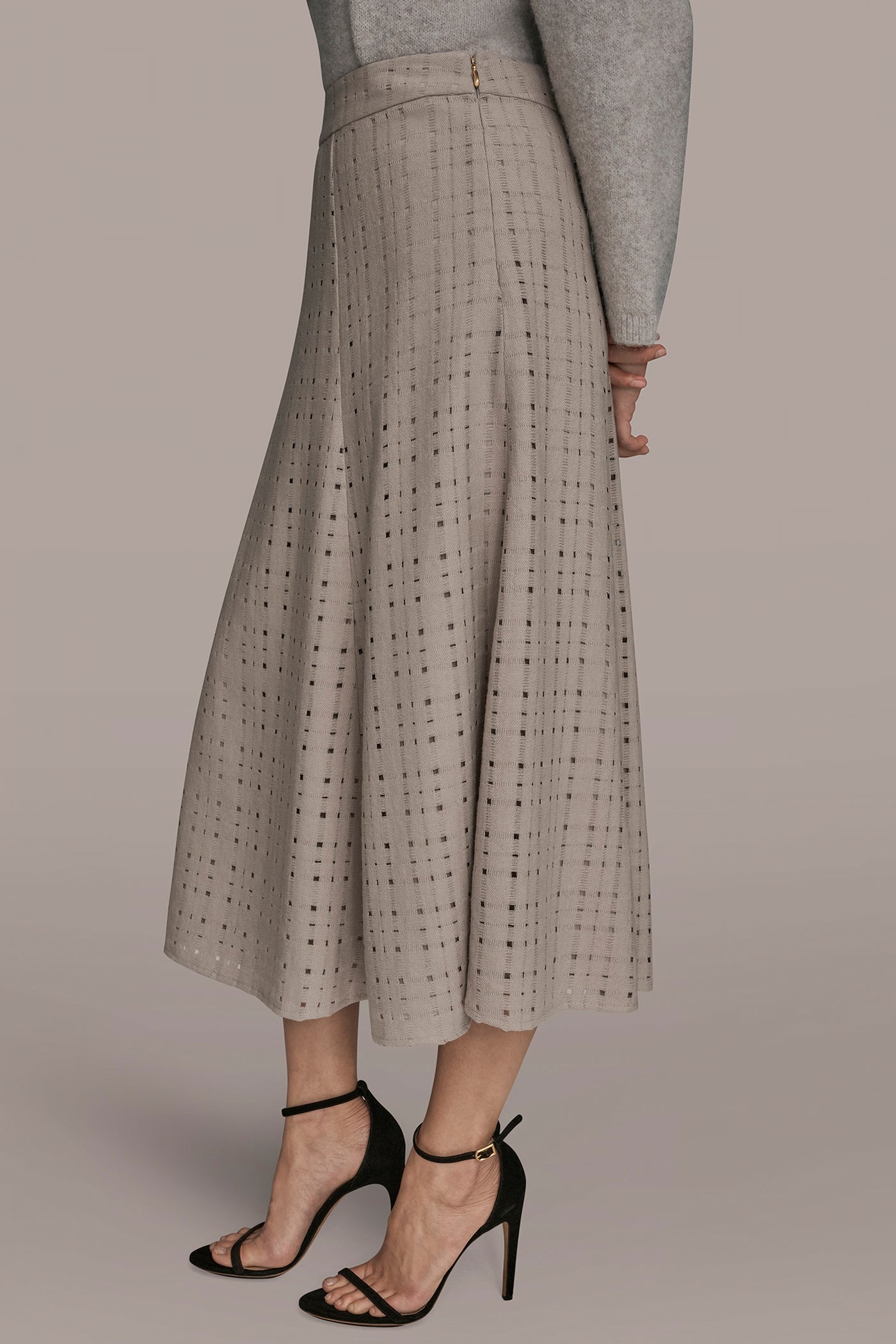 Donna Karan | PERFORATED SWEATER MIDI A-LINE SKIRT