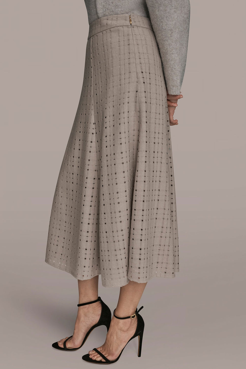 Donna Karan | PERFORATED SWEATER MIDI A-LINE SKIRT