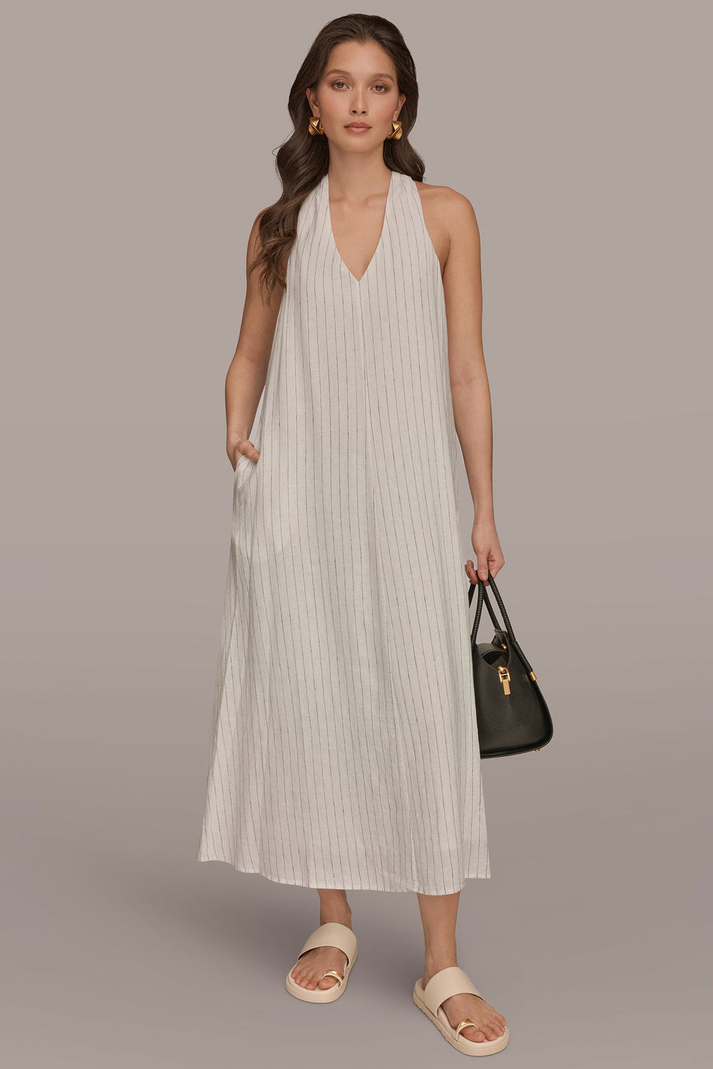 Donna Karan | TWIST-BACK MIDI HALTER DRESS