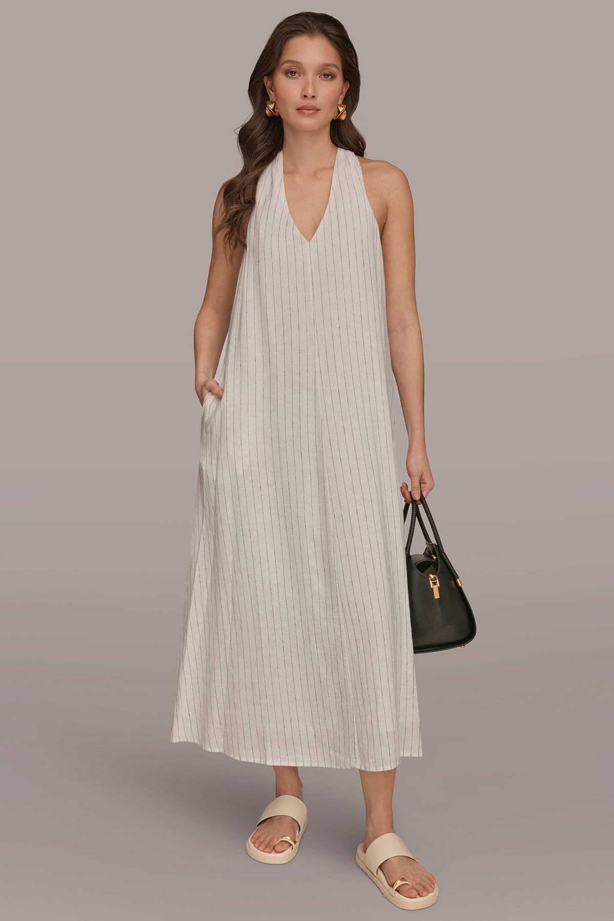 Donna Karan | TWIST-BACK MIDI HALTER DRESS