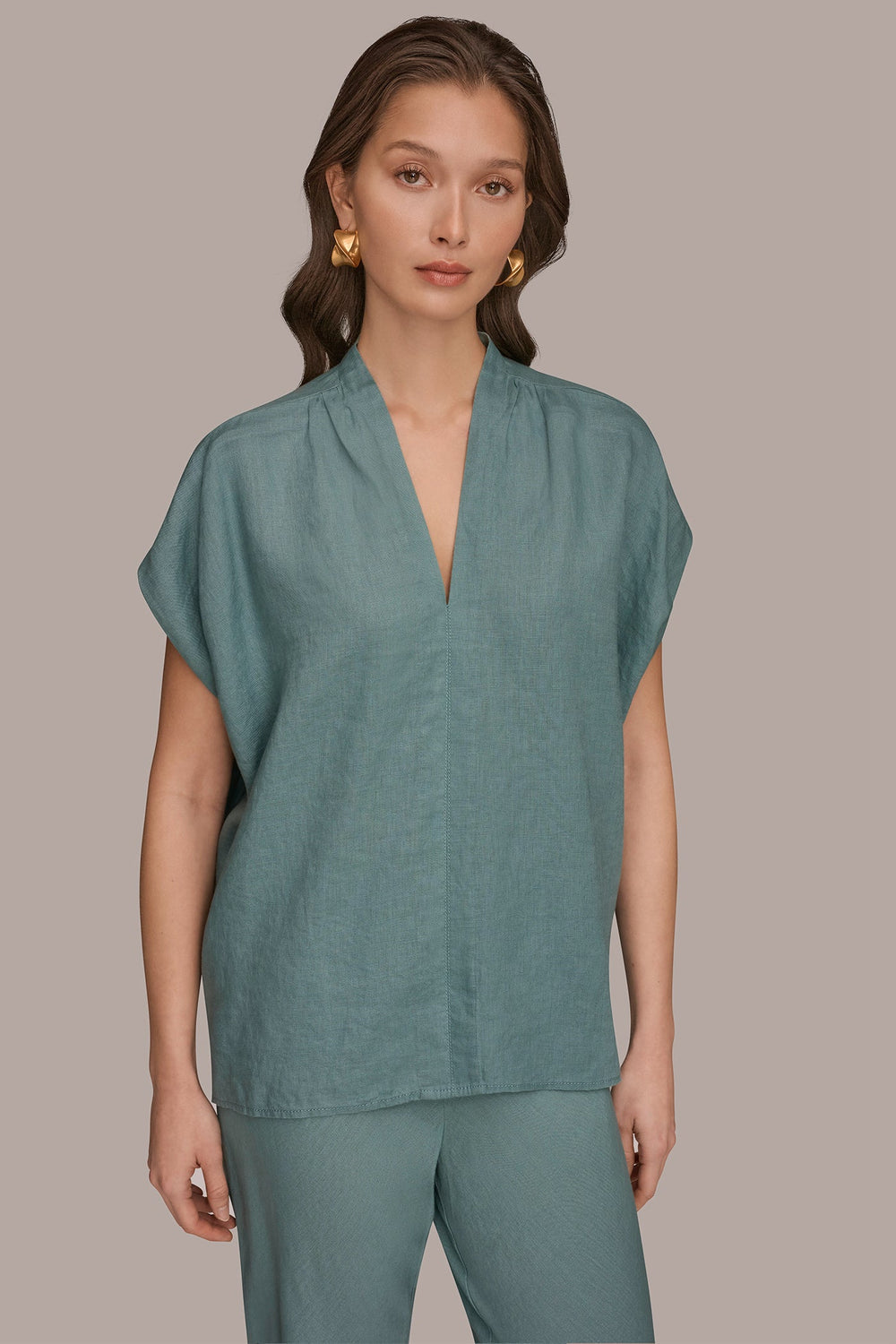 Donna Karan | LINEN SLEEVELESS BLOUSE