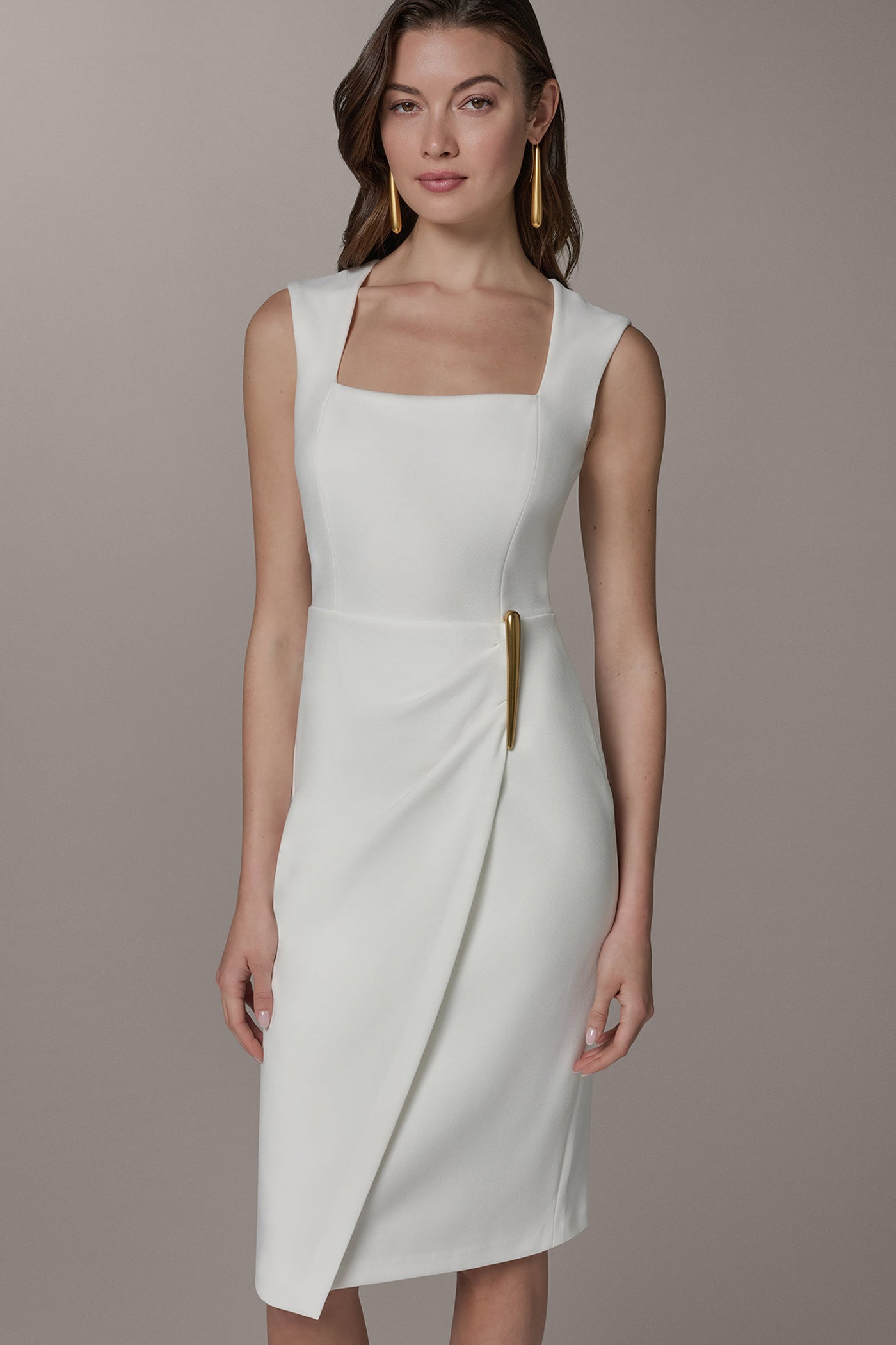 Donna Karan | SLEEVELESS WRAP-EFFECT MIDI DRESS