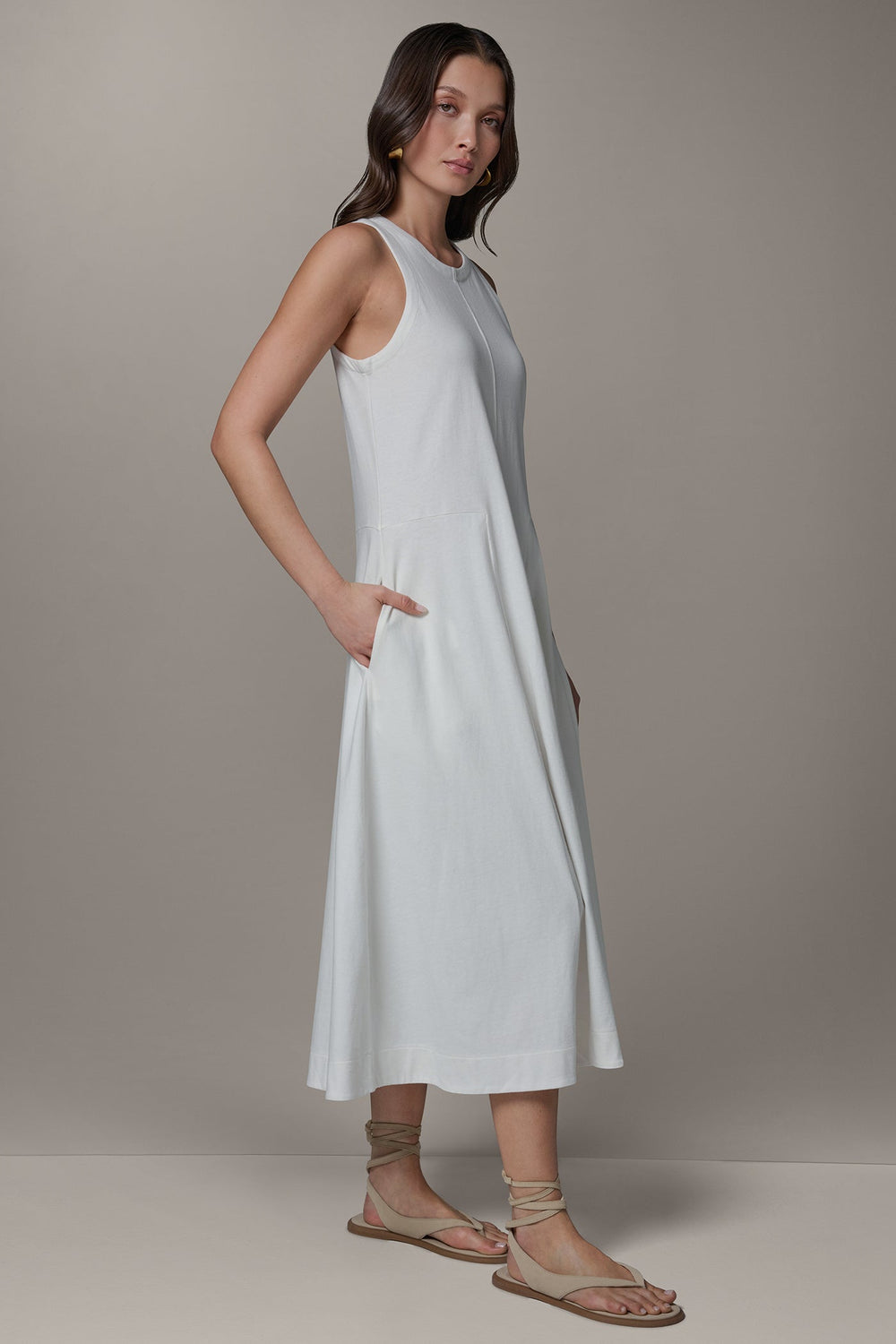 Donna Karan | SLEEVELESS MIDI TRAPEZE DRESS