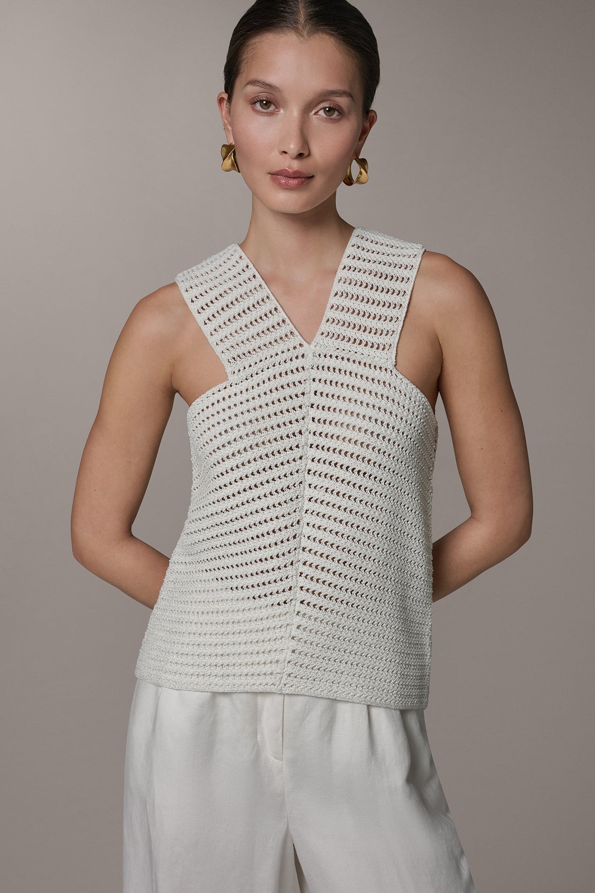 Donna Karan | SLEEVELESS METALLIC SWEATER TANK