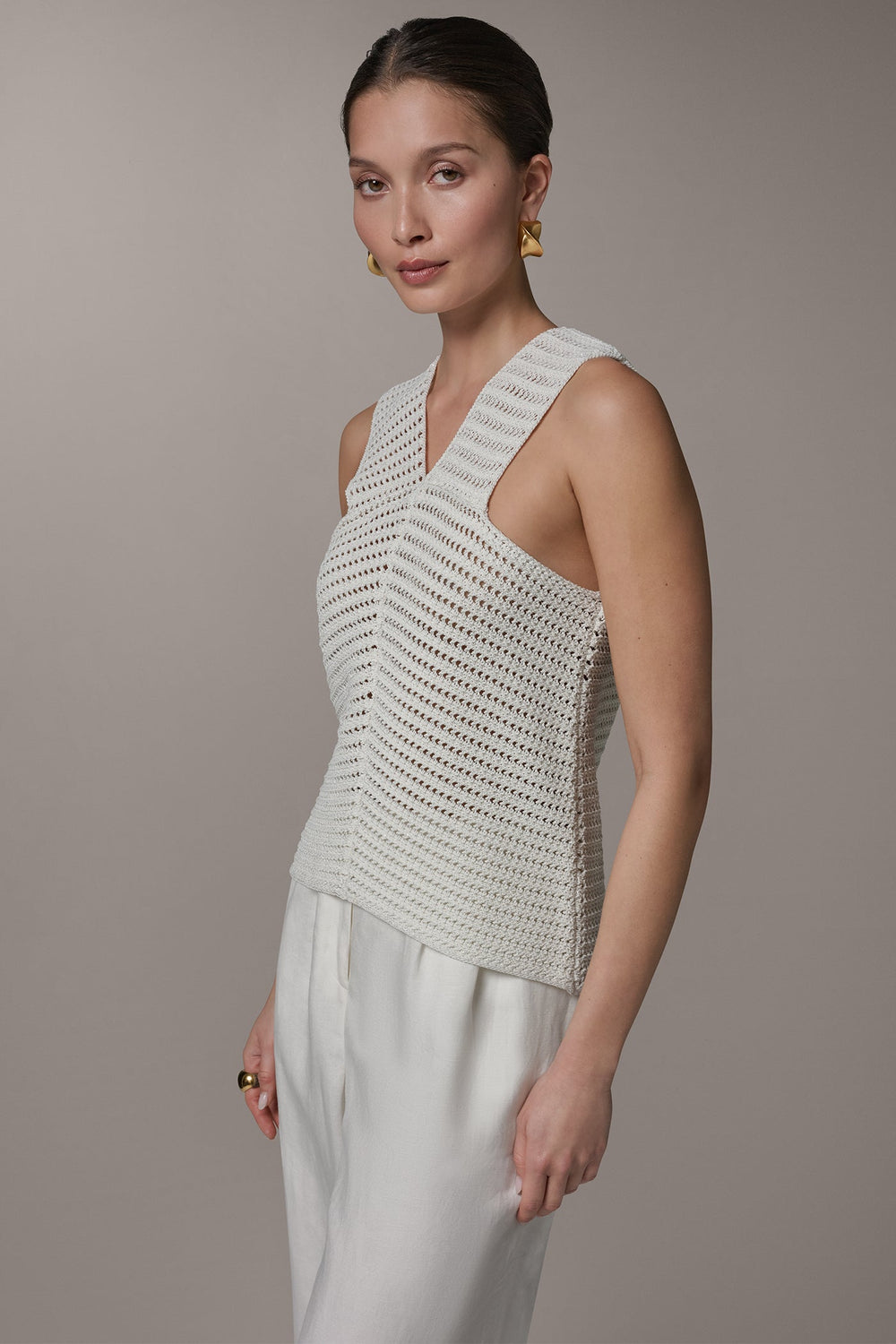 Donna Karan | SLEEVELESS METALLIC SWEATER TANK