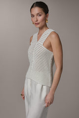 Donna Karan | SLEEVELESS METALLIC SWEATER TANK