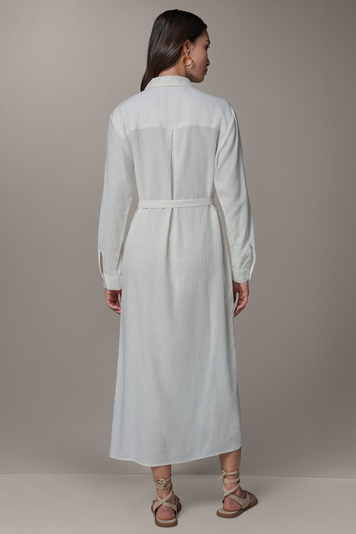 Donna Karan | LONG SLEEVE MIDI SHIRT DRESS