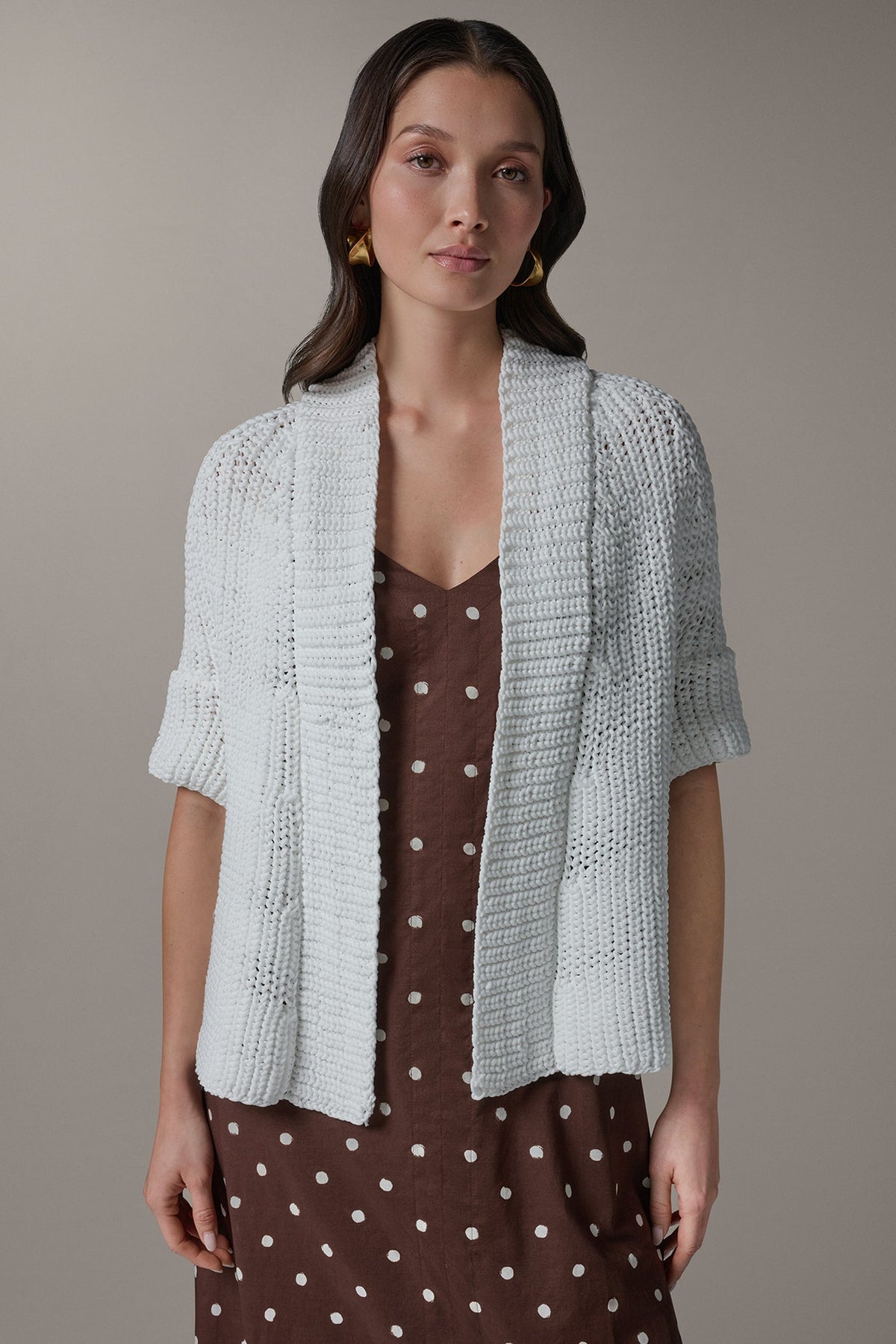 Donna Karan | SHORT SLEEVE SWING CARDIGAN