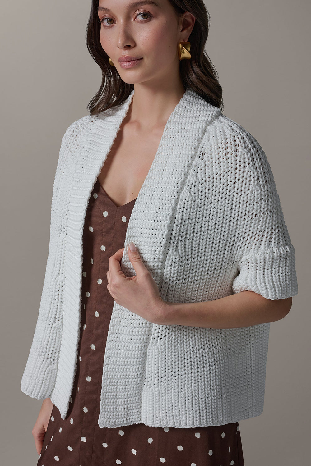 Donna Karan | SHORT SLEEVE SWING CARDIGAN