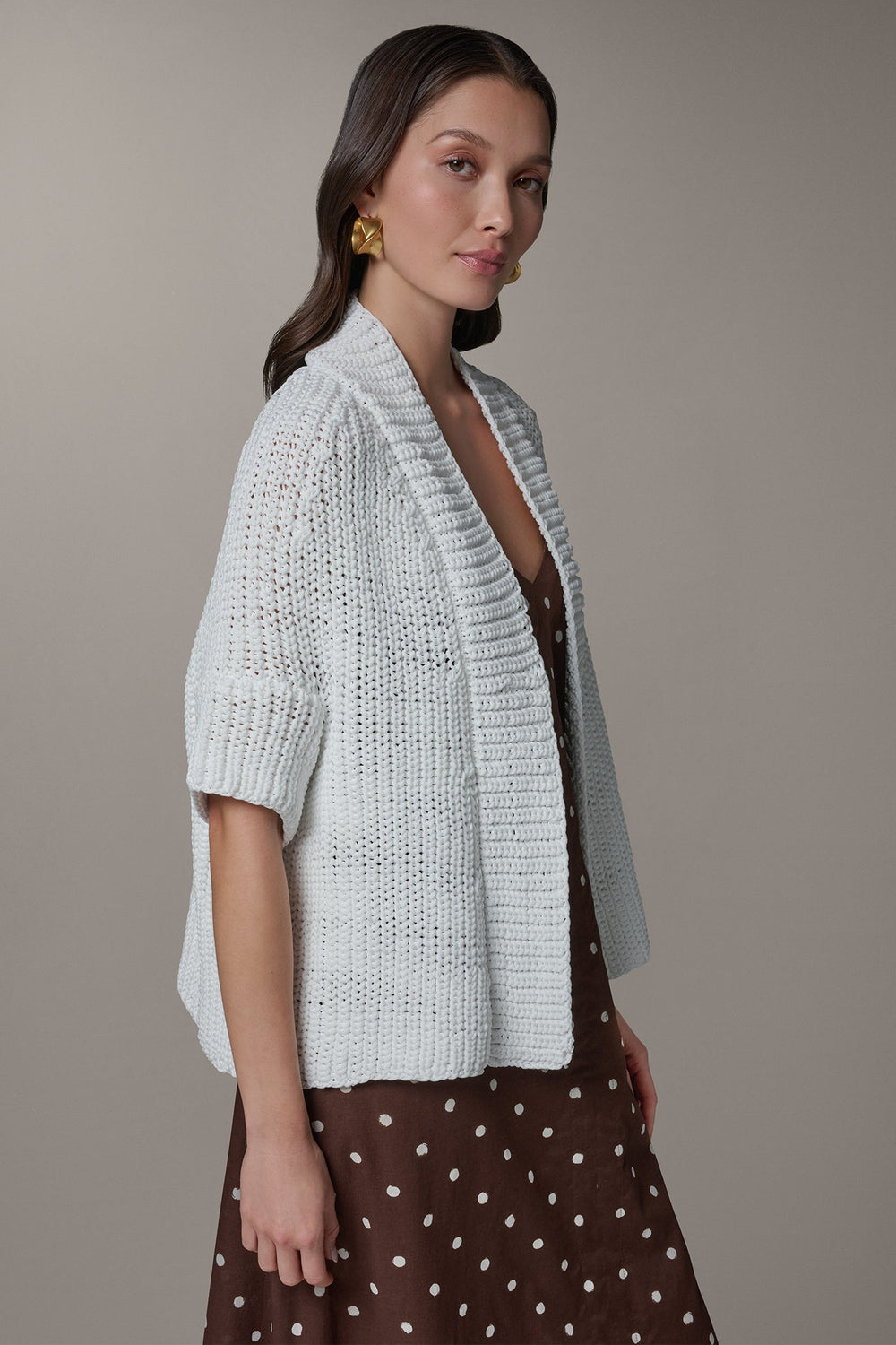Donna Karan | SHORT SLEEVE SWING CARDIGAN