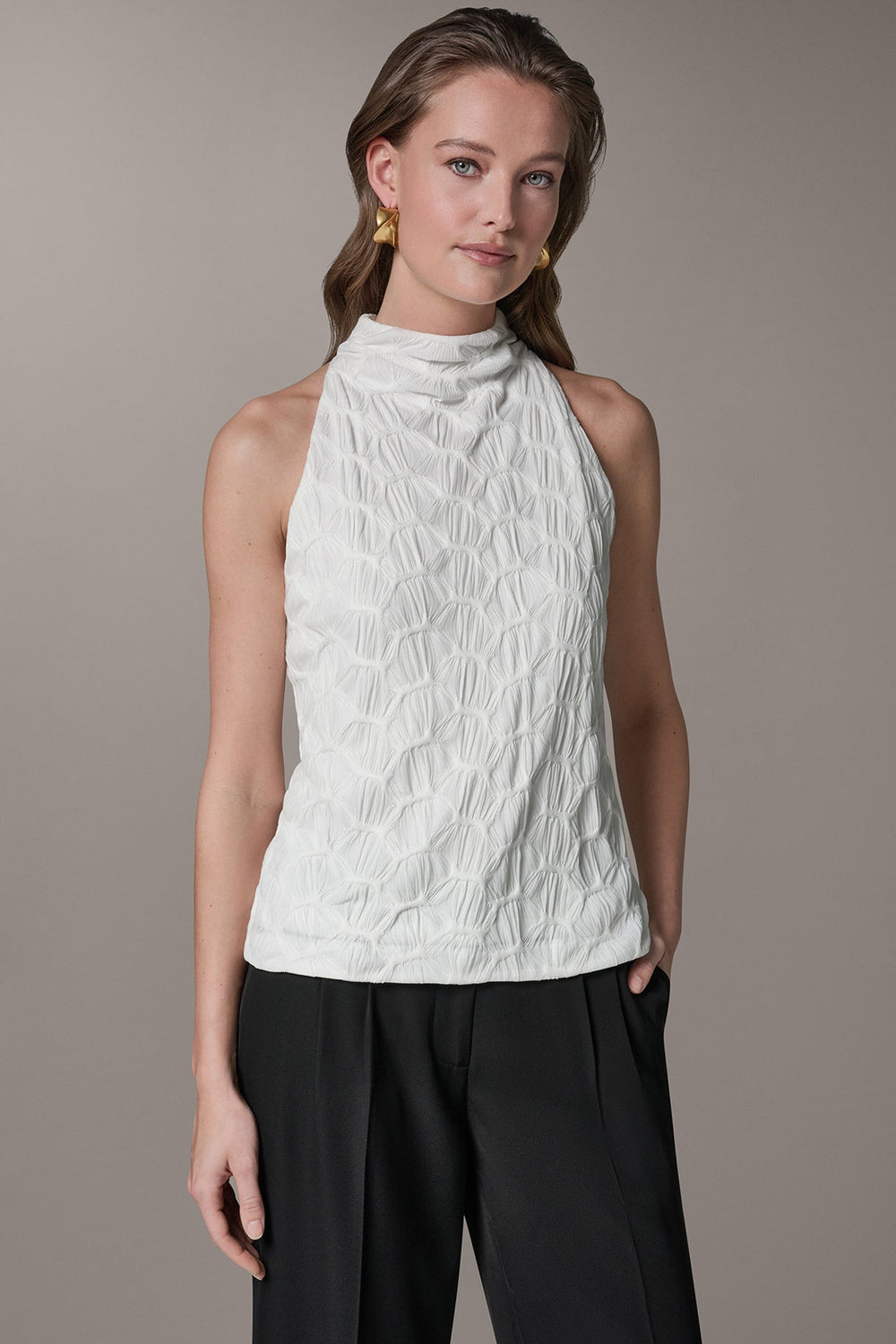 Donna Karan | SLEEVELESS MOCK NECK BLOUSE