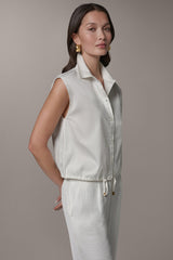 Donna Karan | SLEEVELESS DRAWSTRING HEM BLOUSE