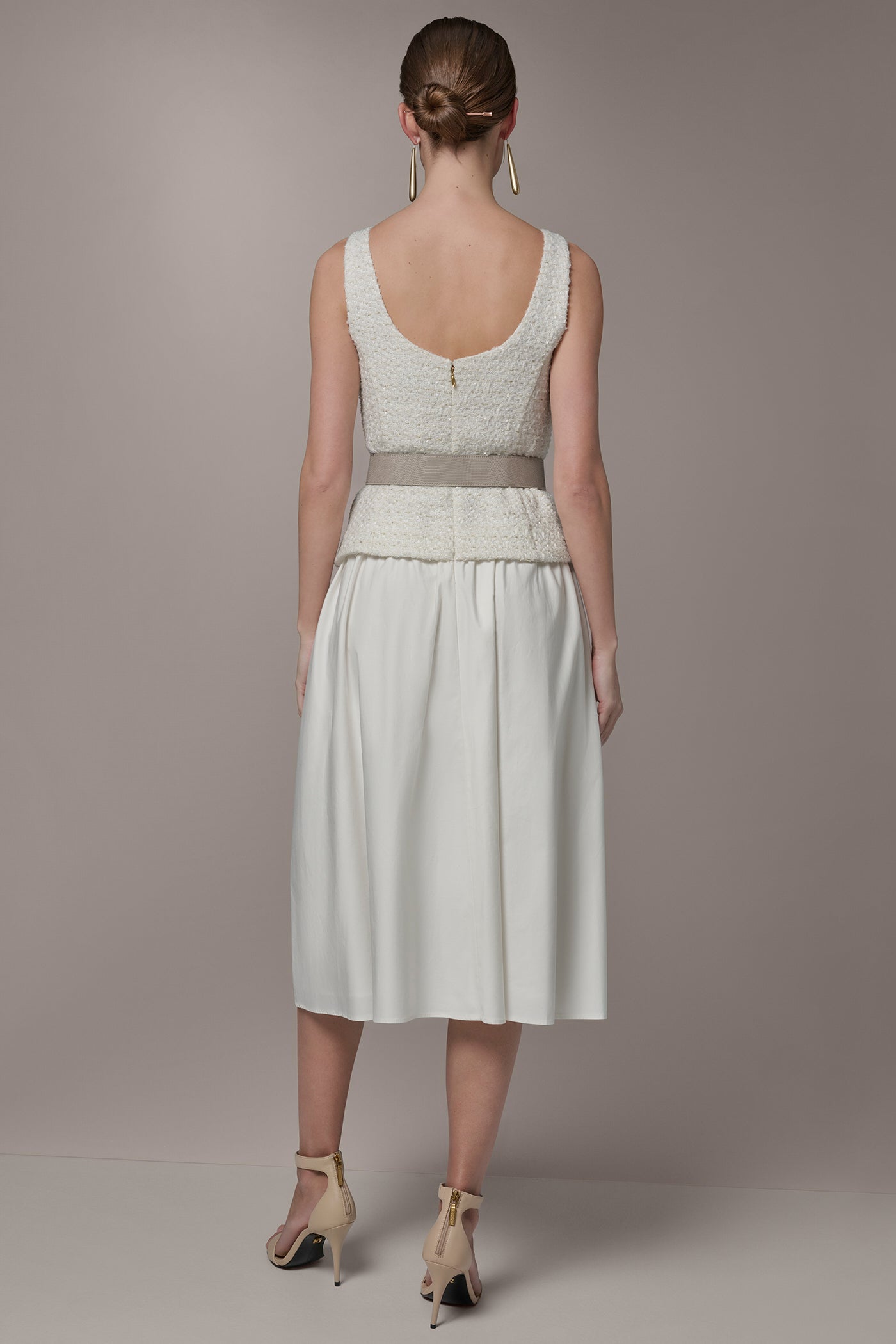 Donna Karan | TWEED MIXED MEDIA MIDI TANK DRESS