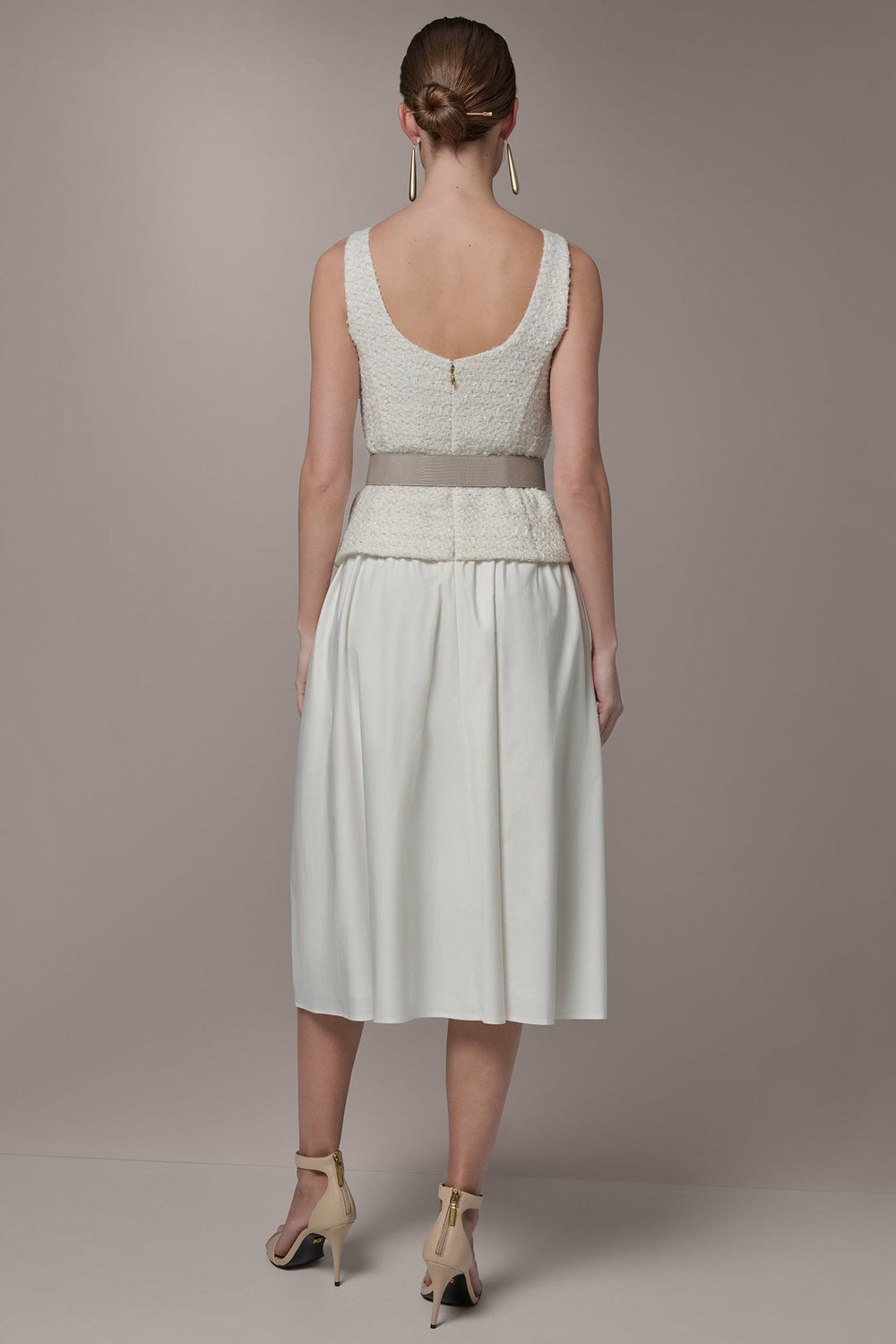 Donna Karan | TWEED MIXED MEDIA MIDI TANK DRESS