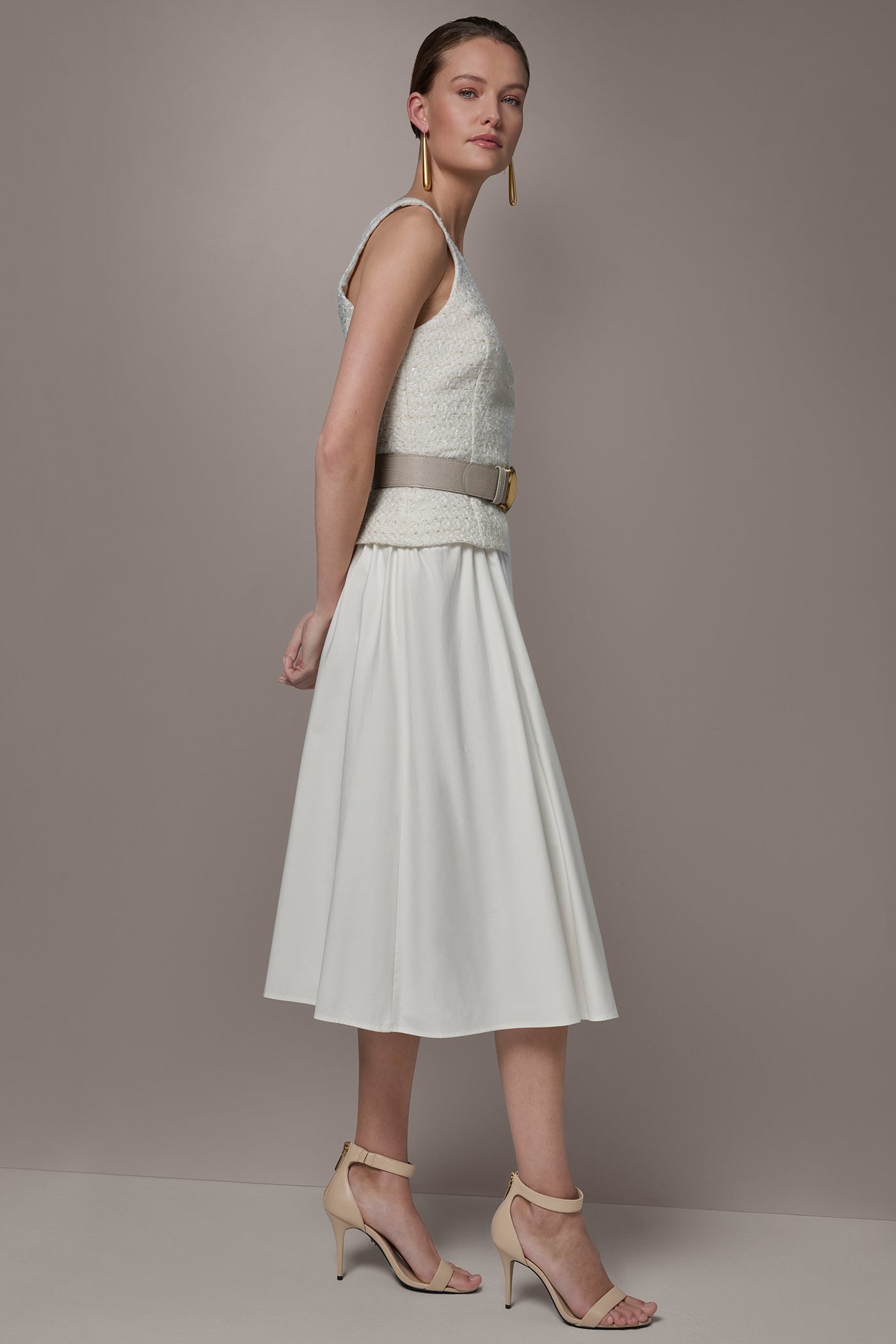 Donna Karan | TWEED MIXED MEDIA MIDI TANK DRESS