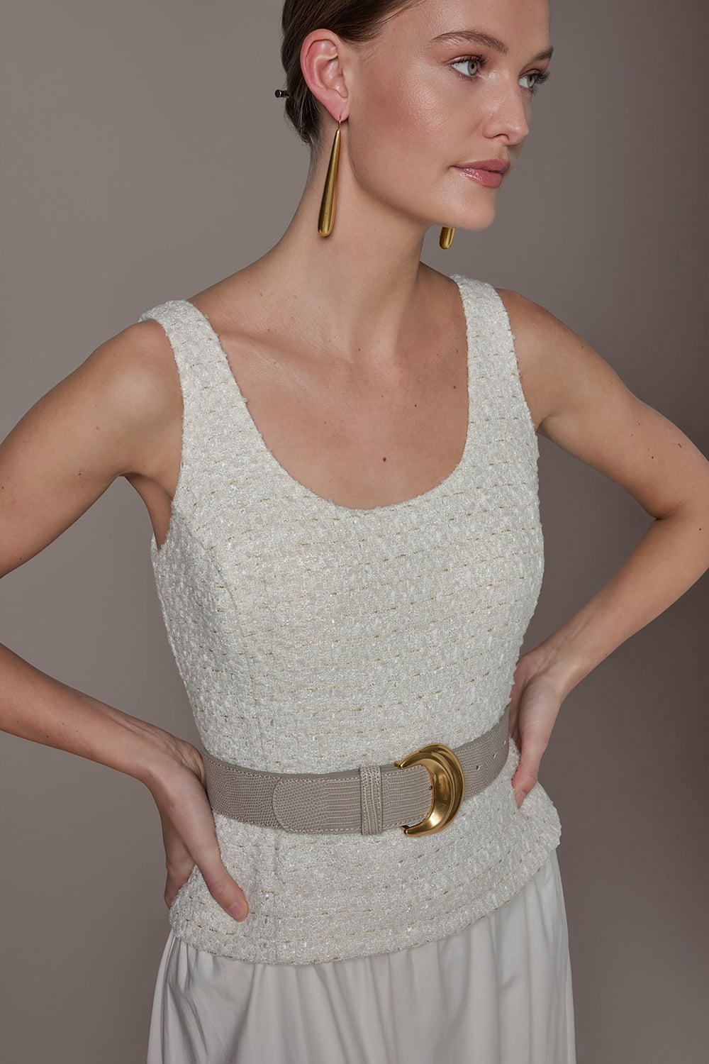 Donna Karan | TWEED MIXED MEDIA MIDI TANK DRESS