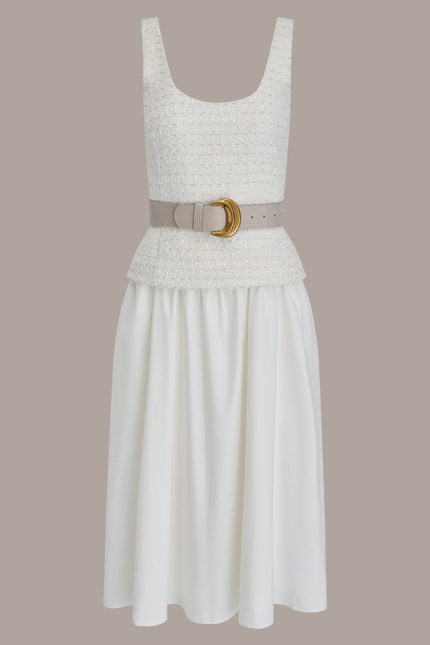 Donna Karan | TWEED MIXED MEDIA MIDI TANK DRESS