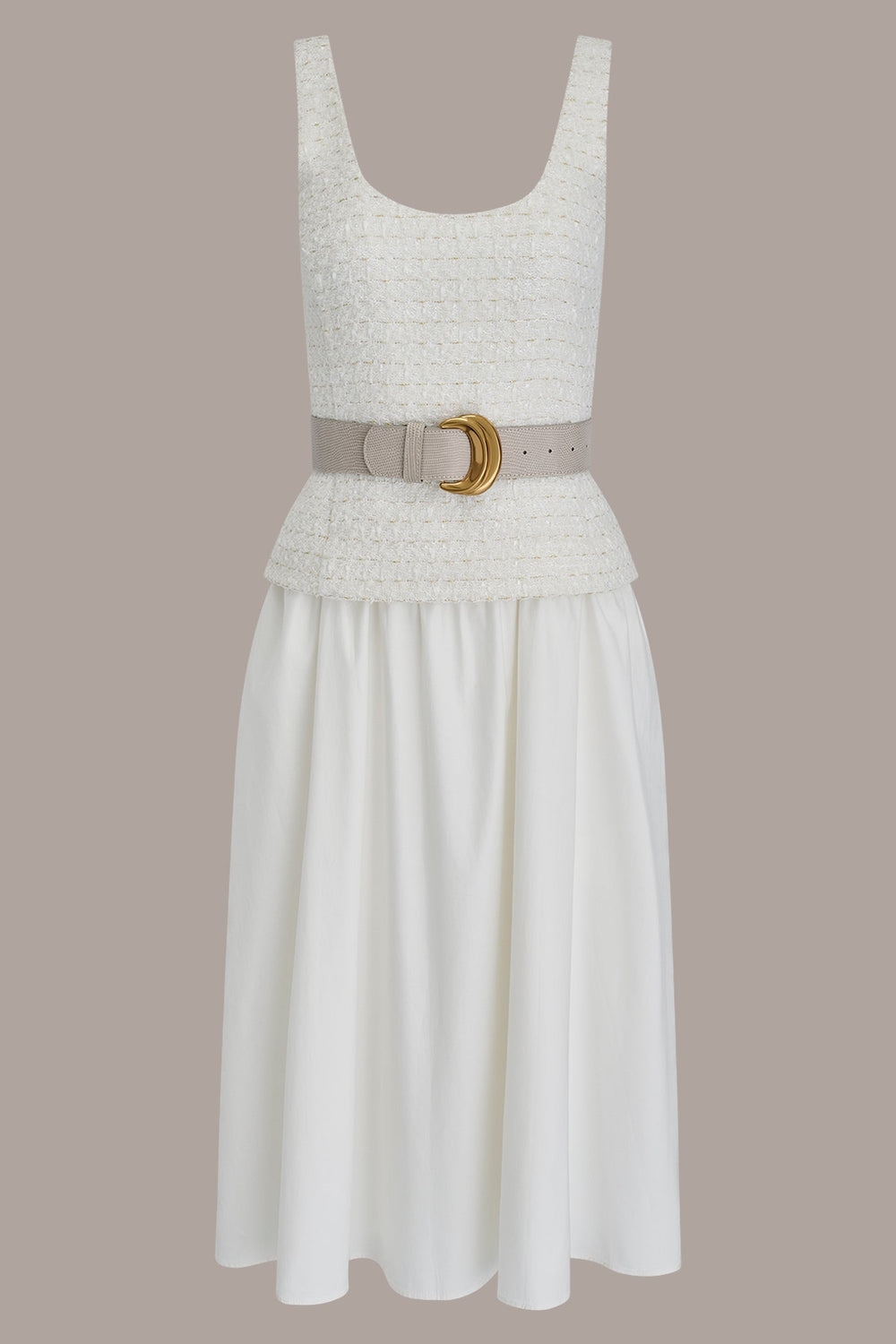 Donna Karan | TWEED MIXED MEDIA MIDI TANK DRESS