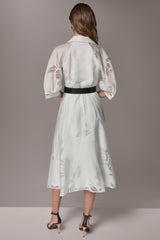 Donna Karan | FLORAL-JACQUARD MIDI SHIRT DRESS