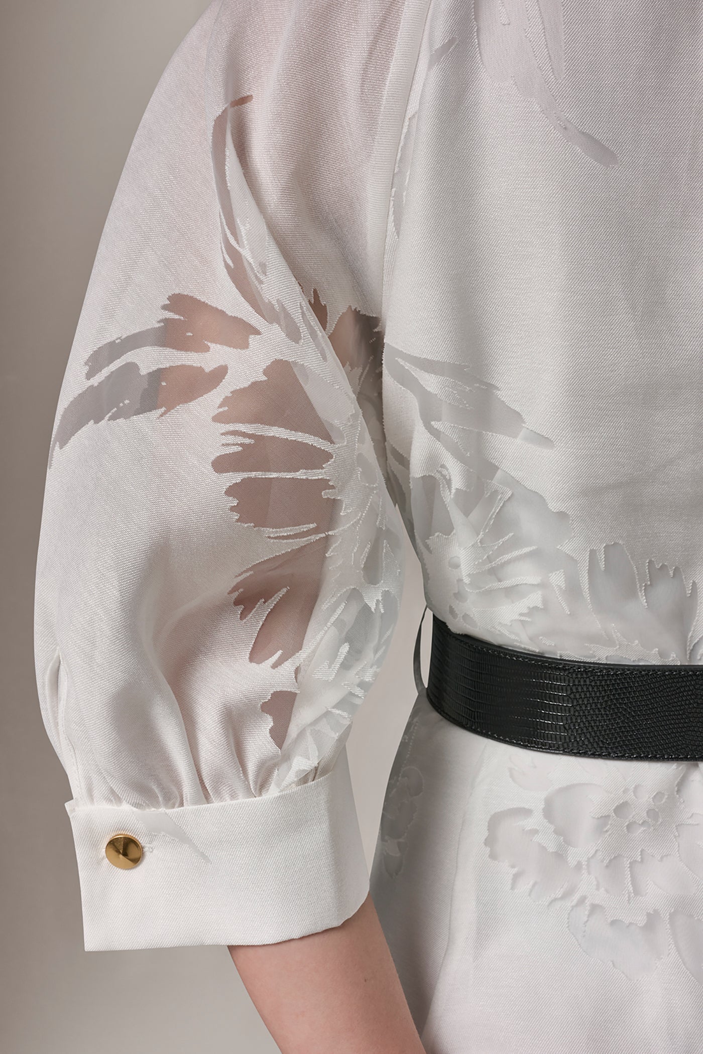 Donna Karan | FLORAL-JACQUARD MIDI SHIRT DRESS