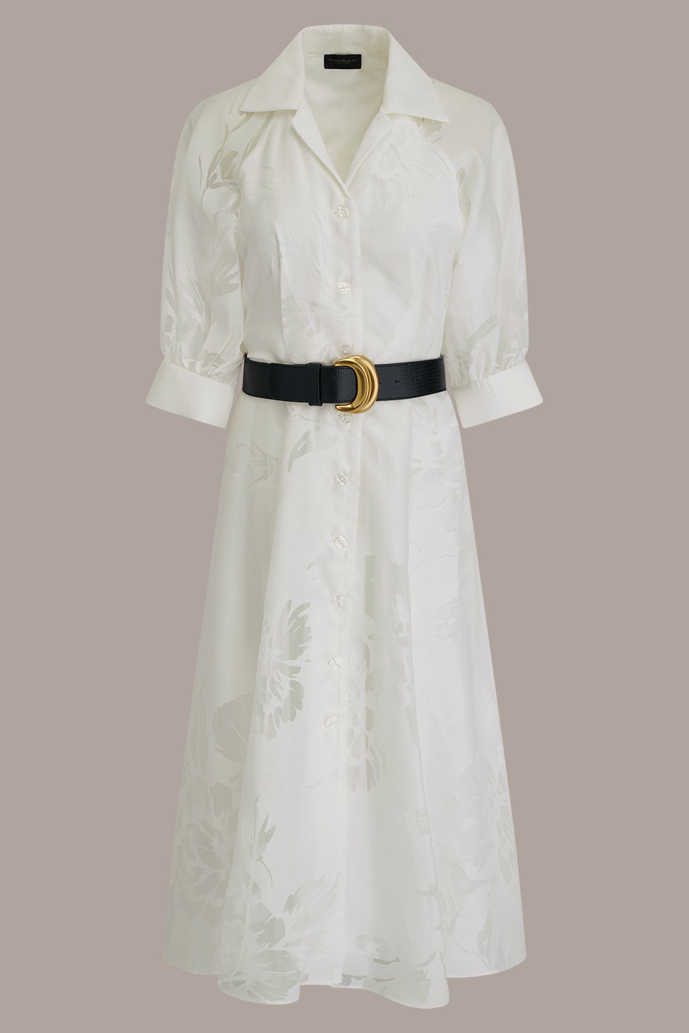 Donna Karan | FLORAL-JACQUARD MIDI SHIRT DRESS