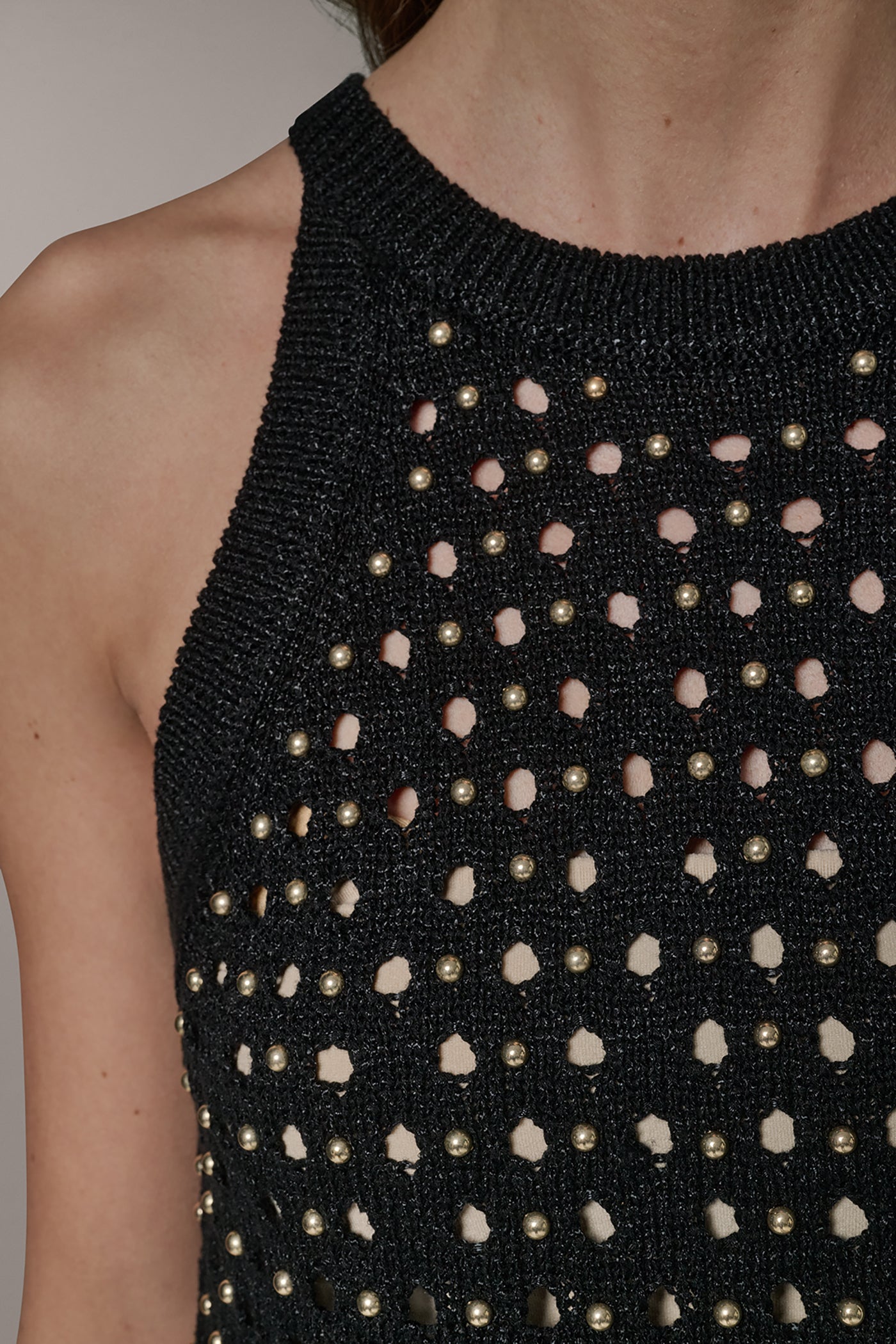 Donna Karan | SLEEVELESS OPEN-STITCH HALTER SWEATER