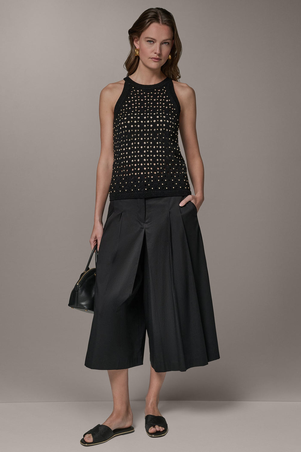 Donna Karan | SLEEVELESS OPEN-STITCH HALTER SWEATER