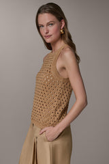 Donna Karan | SLEEVELESS OPEN-STITCH HALTER SWEATER