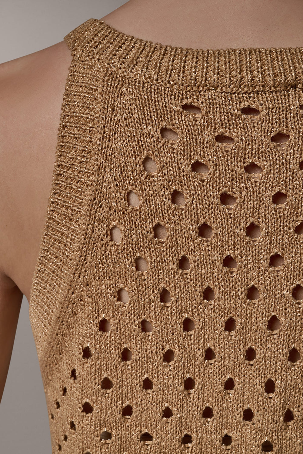 Donna Karan | SLEEVELESS OPEN-STITCH HALTER SWEATER