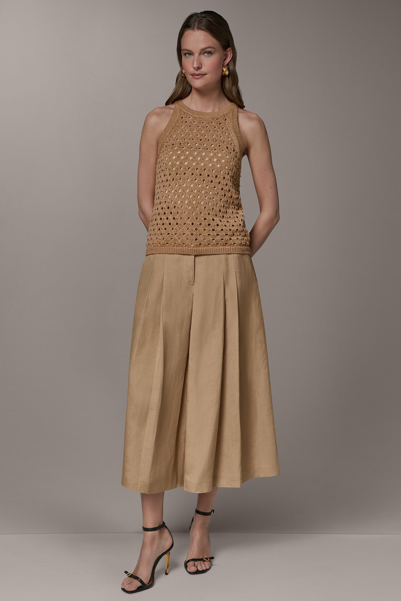 Donna Karan | SLEEVELESS OPEN-STITCH HALTER SWEATER