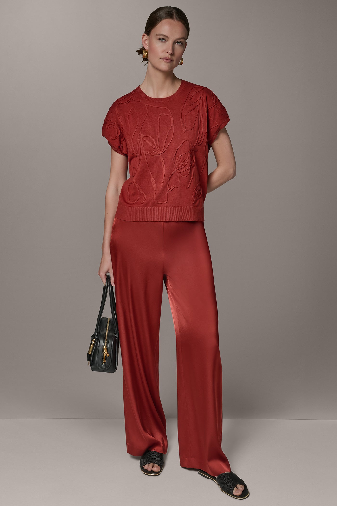 Donna Karan | SHORT SLEEVE GEOMETRIC SWEATER