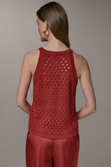 Donna Karan | SLEEVELESS OPEN-STITCH HALTER SWEATER