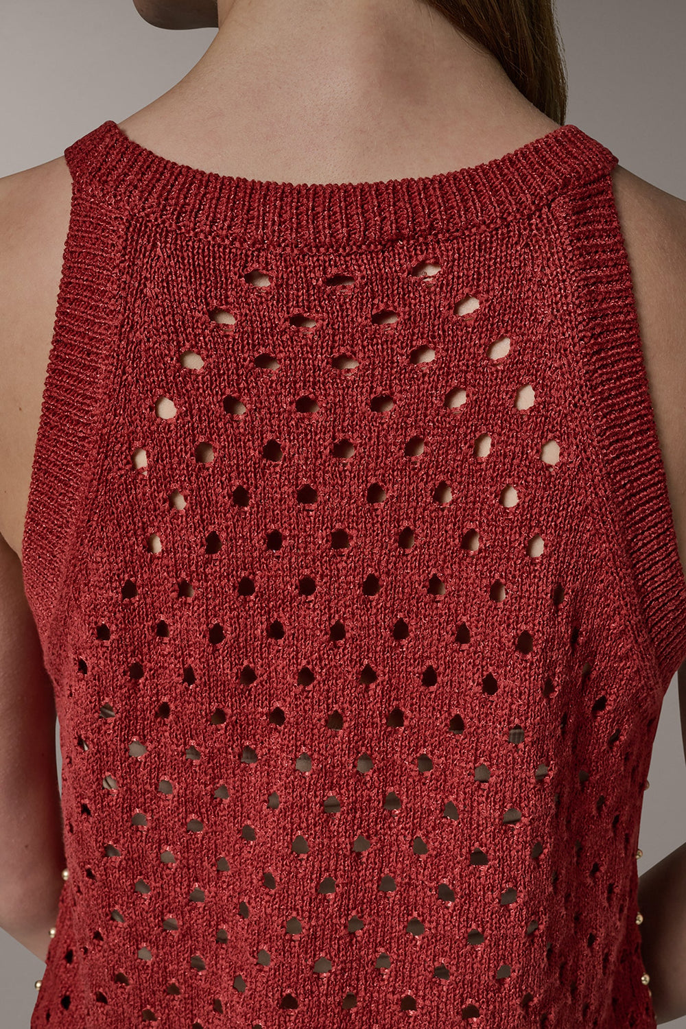 Donna Karan | SLEEVELESS OPEN-STITCH HALTER SWEATER