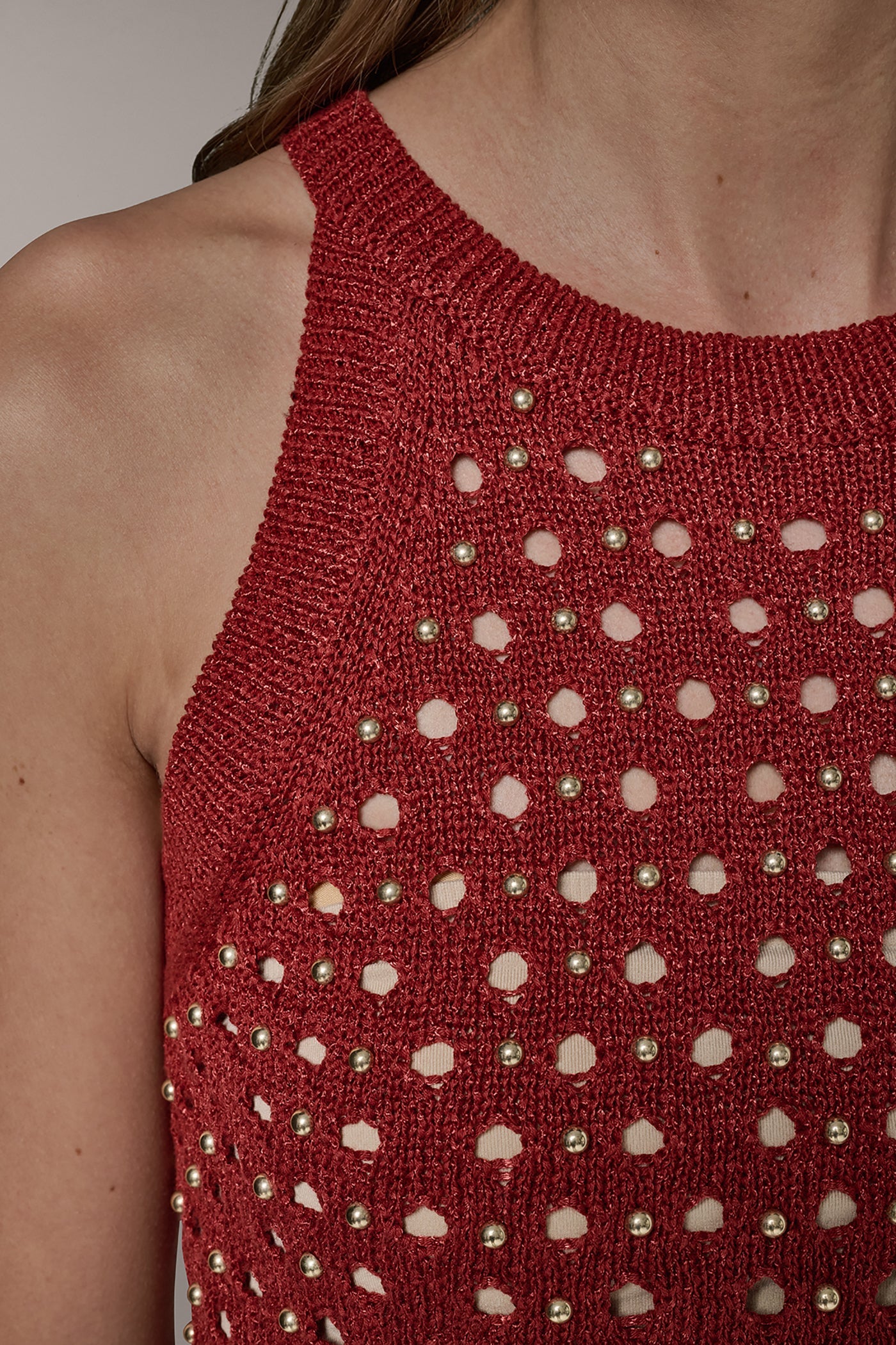 Donna Karan | SLEEVELESS OPEN-STITCH HALTER SWEATER