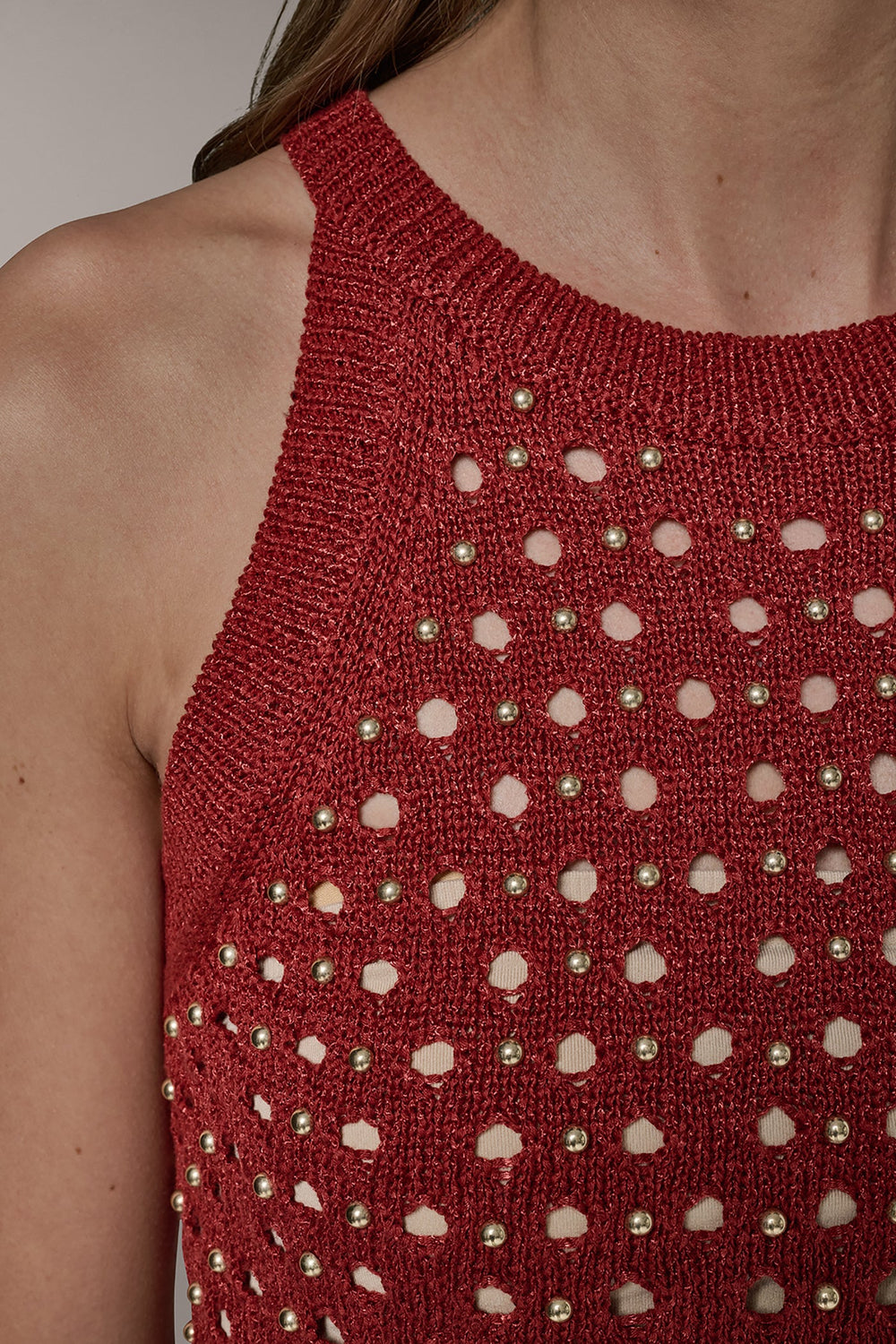 Donna Karan | SLEEVELESS OPEN-STITCH HALTER SWEATER