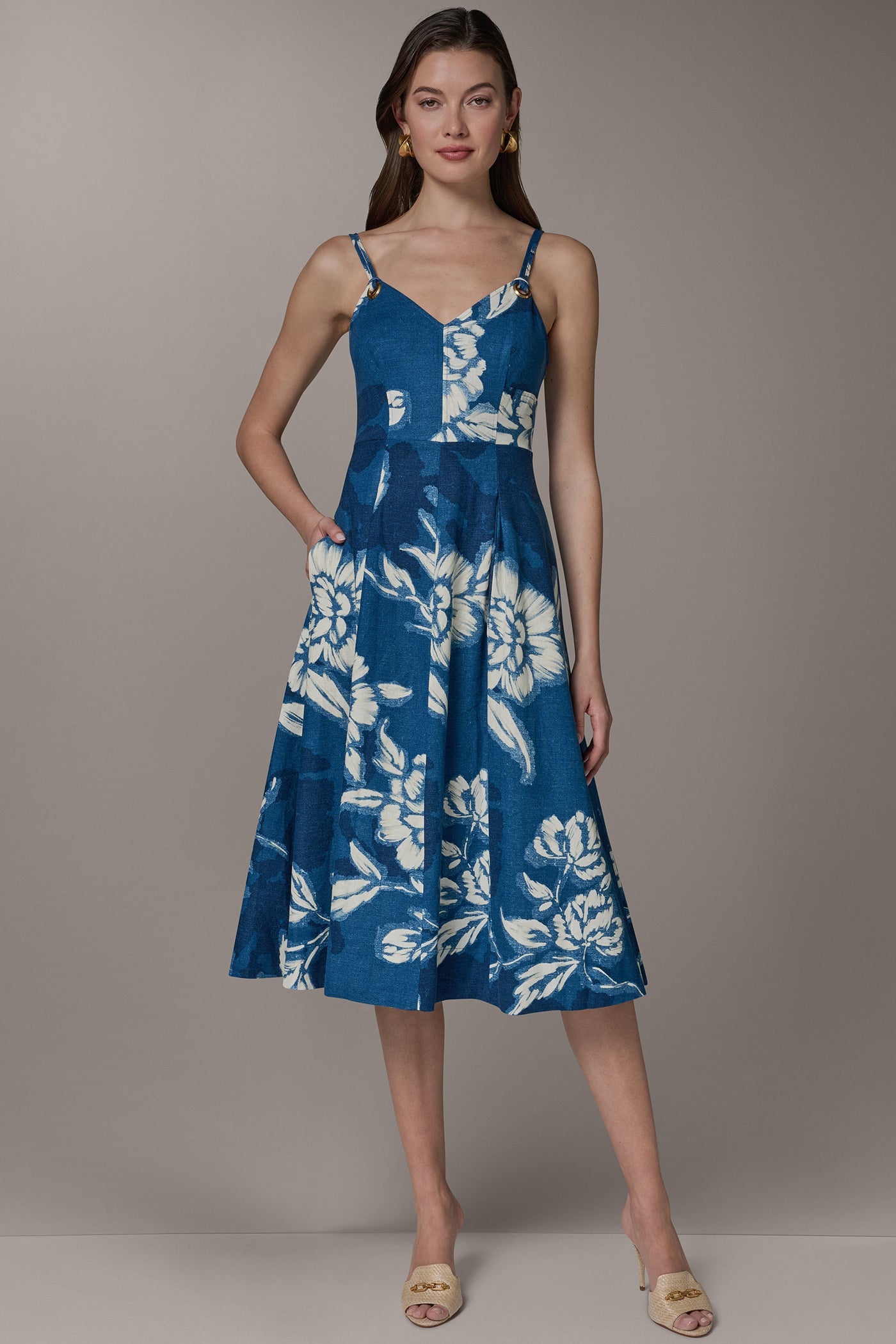 Donna Karan | SLEEVELESS MIDI FIT AND FLARE DRESS