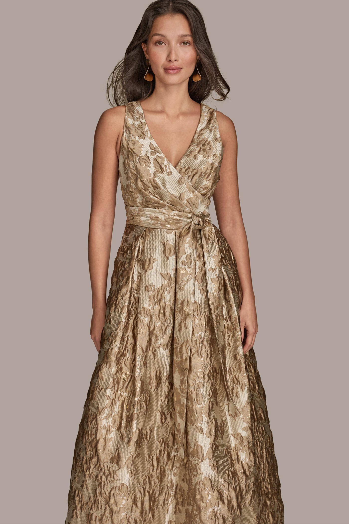 Donna Karan | BROCADE SLEEVELESS WRAP BALL GOWN