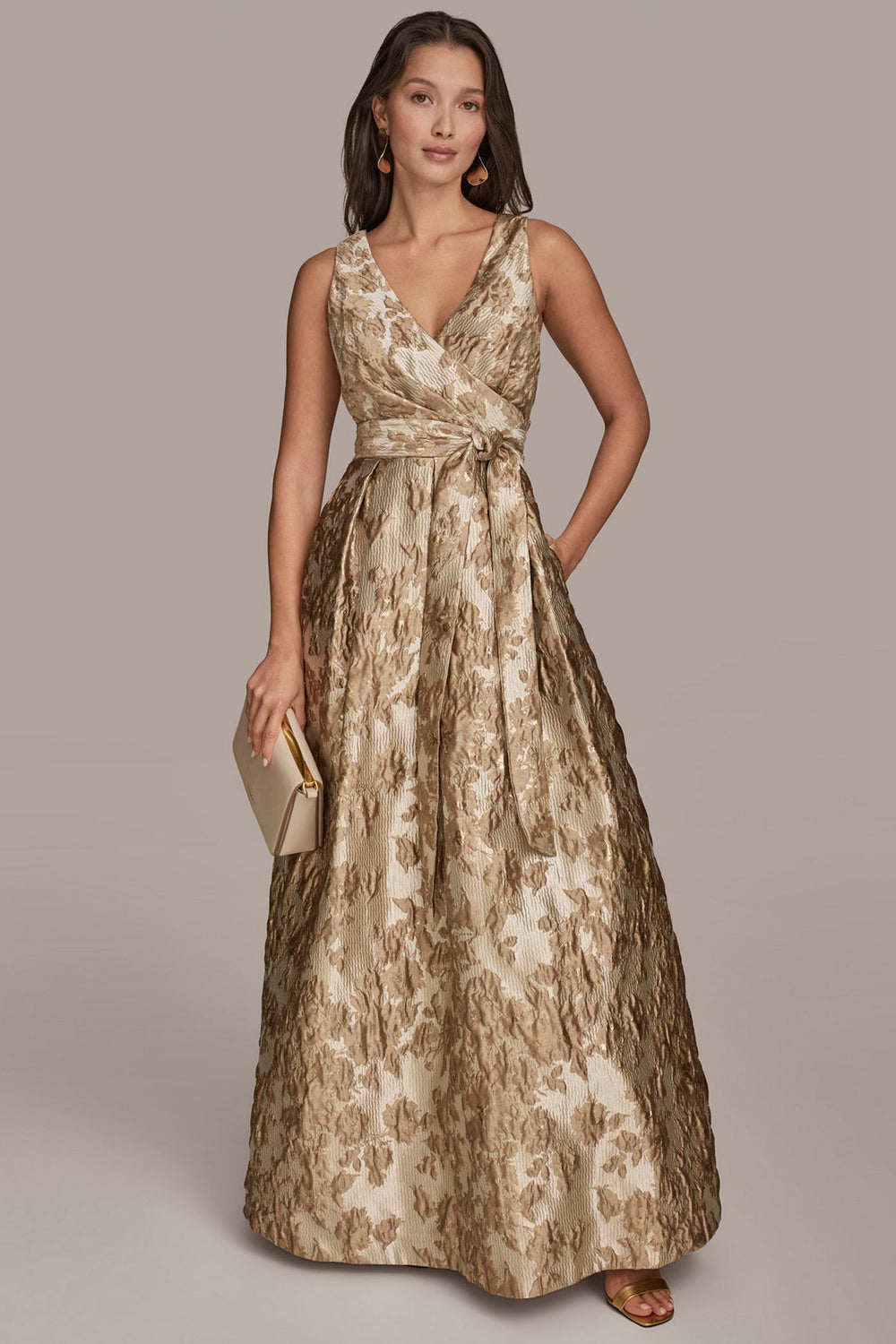 Donna Karan | BROCADE SLEEVELESS WRAP BALL GOWN
