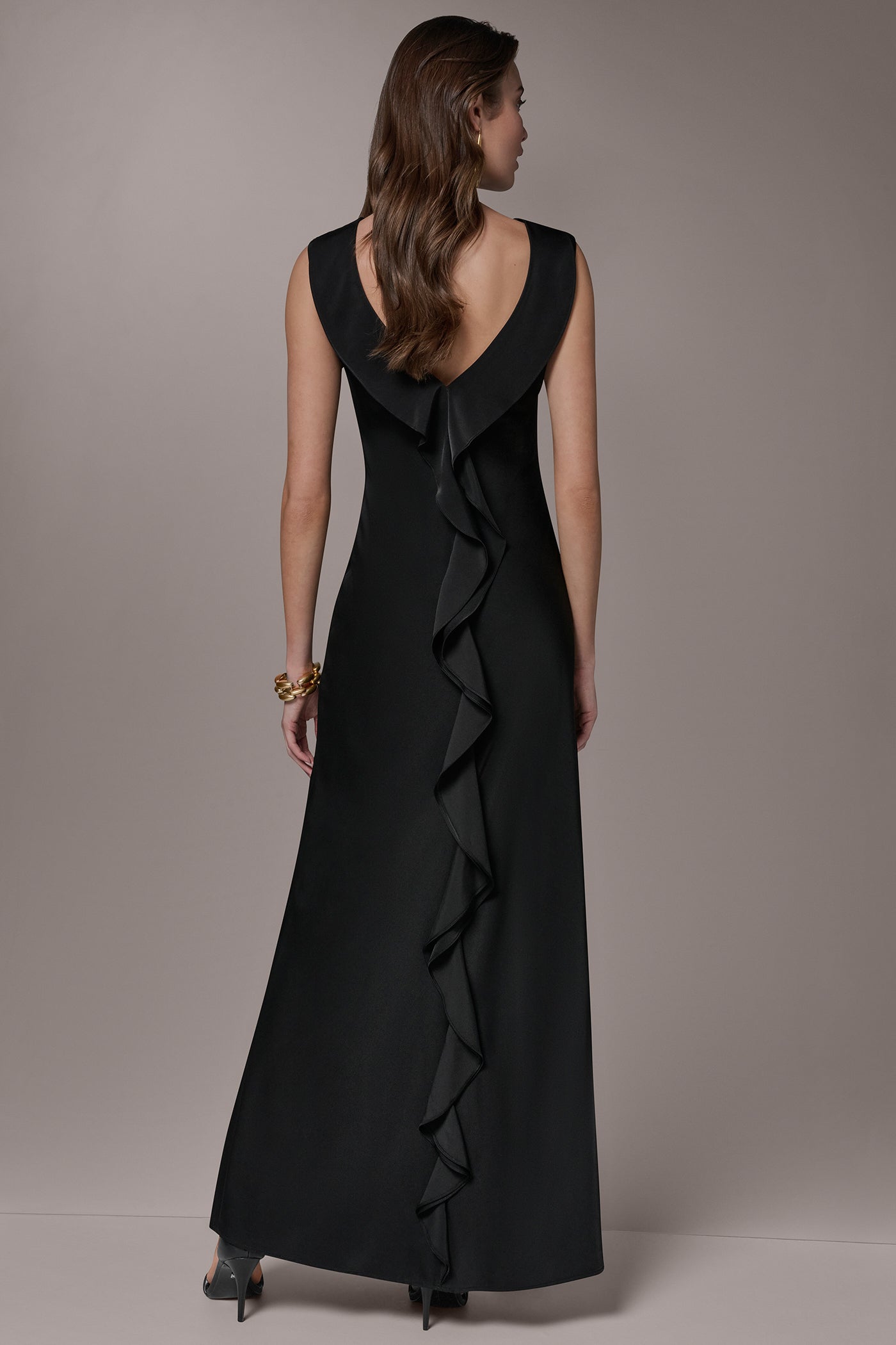 Donna Karan | SATIN RUFFLE BACK GOWN