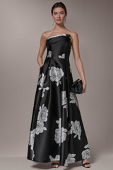 Donna Karan | MIKADO FLORAL STRAPLESS BALL GOWN