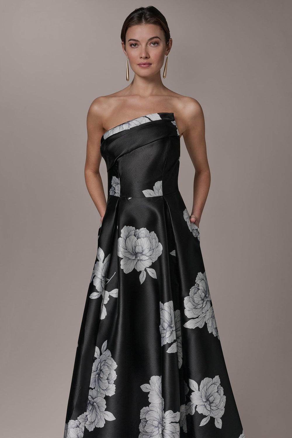 Donna Karan | MIKADO FLORAL STRAPLESS BALL GOWN