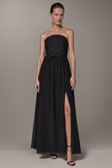 Donna Karan | MIKADO AND CHIFFON STRAPLESS TWIST GOWN