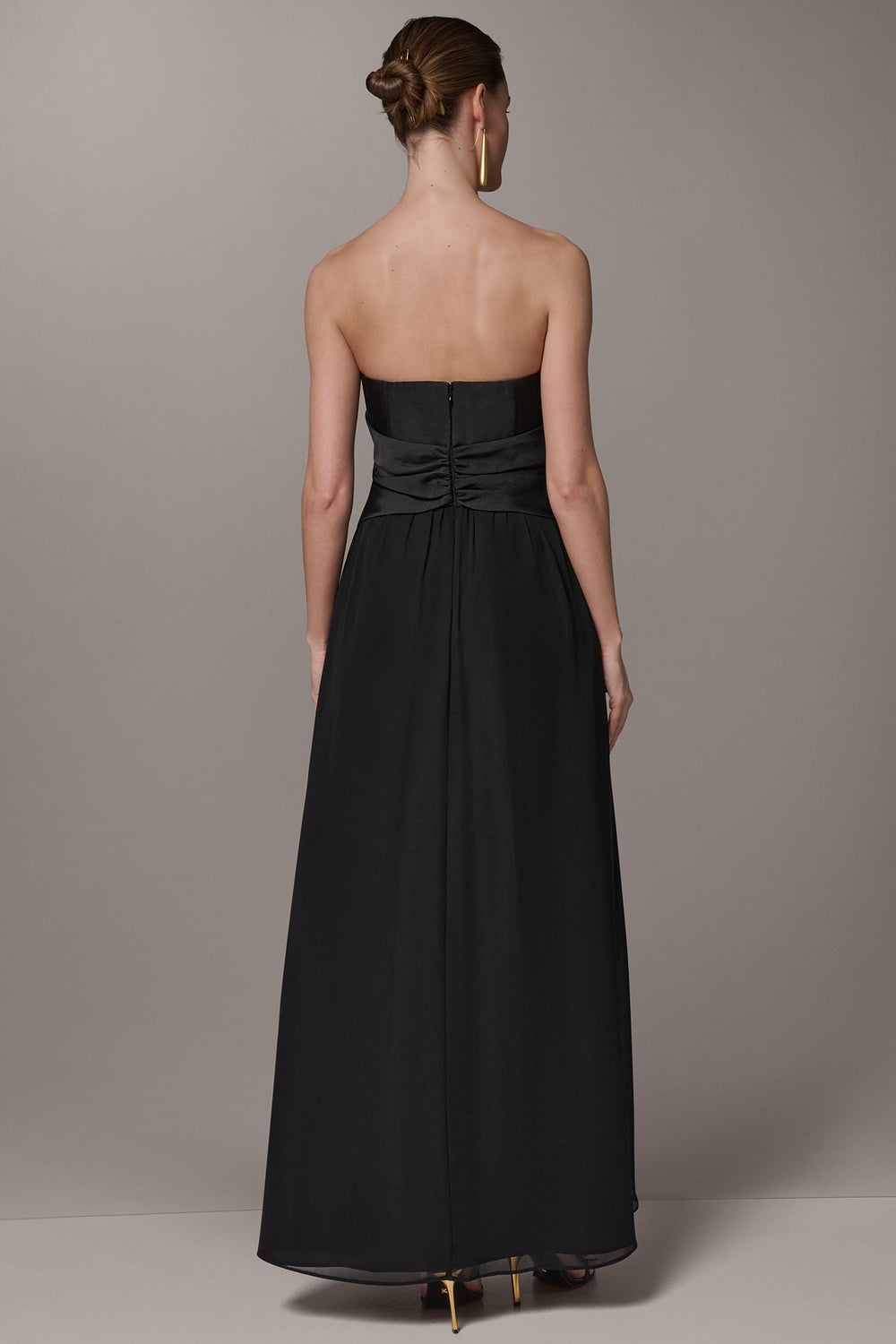 Donna Karan | MIKADO AND CHIFFON STRAPLESS TWIST GOWN